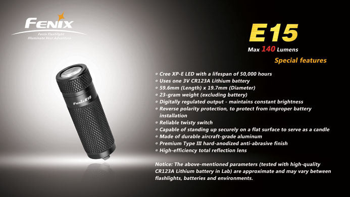 fenix e15 flashlight Fenix E15 mini flashlight